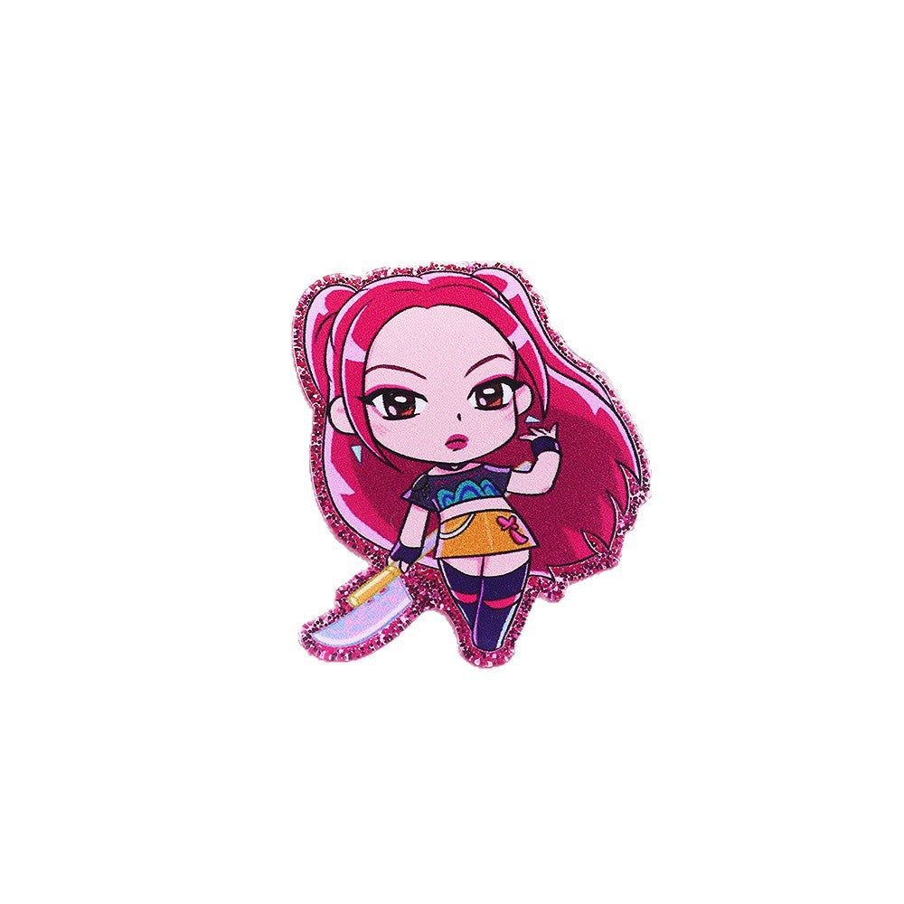 Wholesale 10pcs/ pack Cartoon Girl Cute Pendant Acrylic Pin DIY Accessories